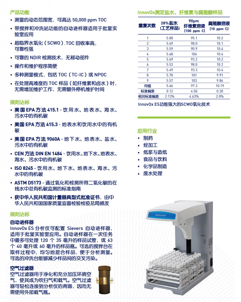 Innovox ES实验室型总有机碳TOC分析仪（威立雅） 上海岛通应用科技有限公司